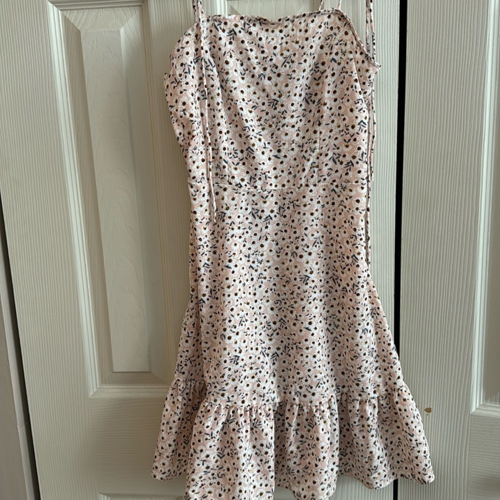 Floral sundress with adjustable tie shoulder straps